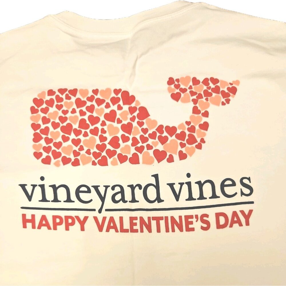 Vineyard Vines Valentines Heart Whale Long Sleeve  Pocket Shirt, White, Size XL - Picture 6 of 8
